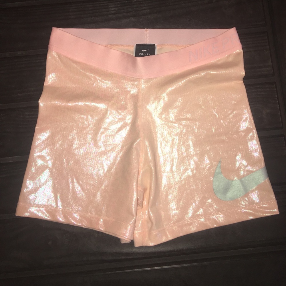 Nike Pro Ballet Pink Shiny Compression Shorts M